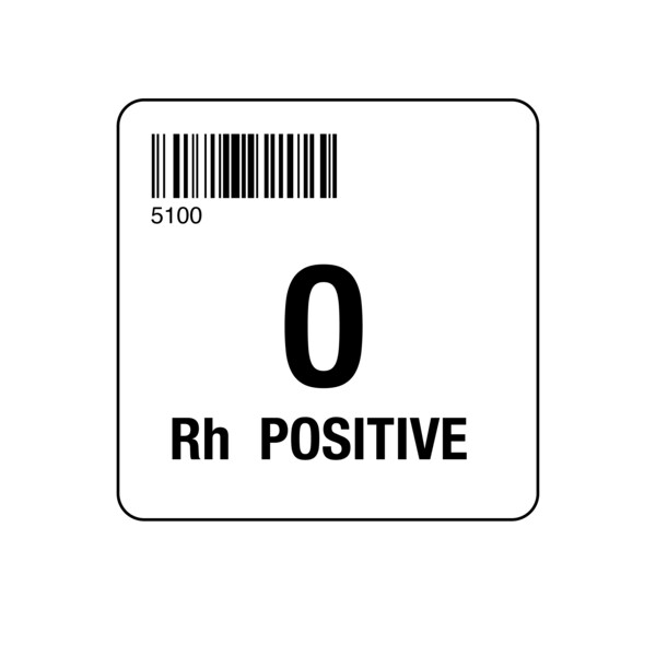 Nevs ISBT 128 O Rh Positive 2" x 2" BBC-5100 - main